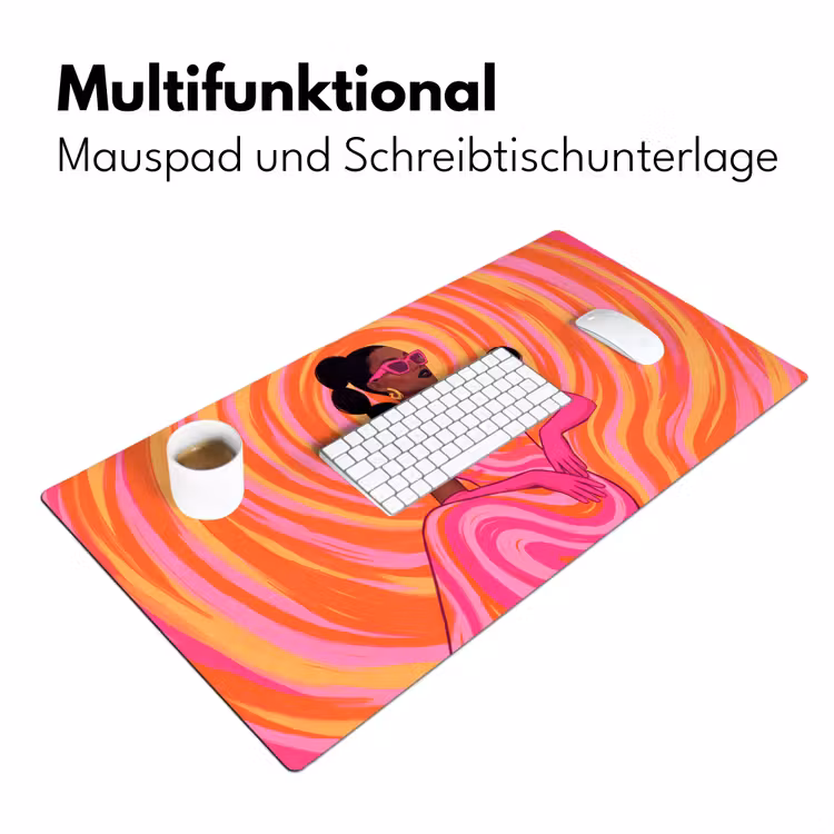 Schreibtischunterlage - Frau – Porträt – Kunst – Abstrakt – Rosa - Vrouw - Portret - Kunst - Abstract - Roze Muismat XXL klein