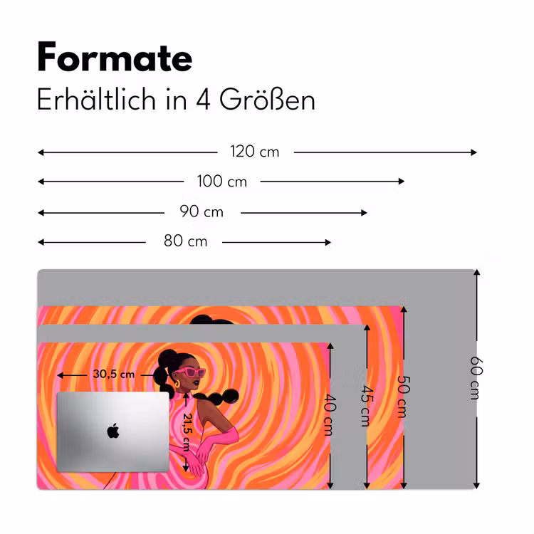 Schreibtischunterlage - Frau – Porträt – Kunst – Abstrakt – Rosa - Vrouw - Portret - Kunst - Abstract - Roze Muismat XXL klein