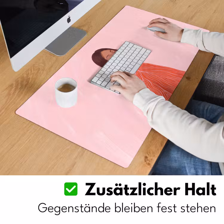 Schreibtischunterlage - Frau – Porträt – Modern – Kunst – Rosa - Vrouw - Portret - Modern - Kunst - Roze Muismat XXL klein