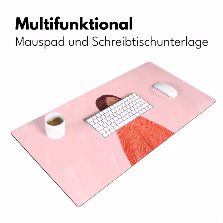 Schreibtischunterlage - Frau – Porträt – Modern – Kunst – Rosa - Vrouw - Portret - Modern - Kunst - Roze Muismat XXL klein