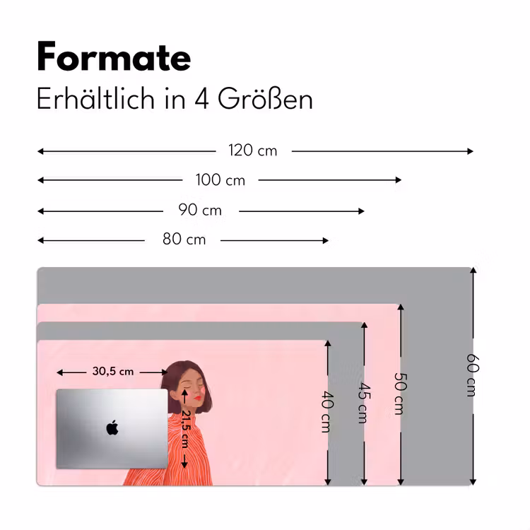 Schreibtischunterlage - Frau – Porträt – Modern – Kunst – Rosa - Vrouw - Portret - Modern - Kunst - Roze Muismat XXL klein