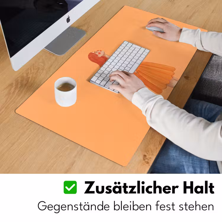 Schreibtischunterlage - Frau – Profil – Menschen – Modern – Orange - Vrouw - Profiel - Mensen - Modern - Oranje Muismat XXL klein