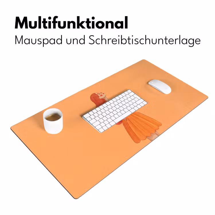 Schreibtischunterlage - Frau – Profil – Menschen – Modern – Orange - Vrouw - Profiel - Mensen - Modern - Oranje Muismat XXL klein