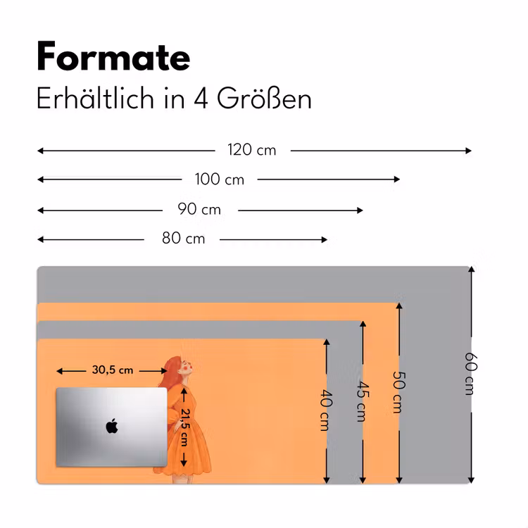 Schreibtischunterlage - Frau – Profil – Menschen – Modern – Orange - Vrouw - Profiel - Mensen - Modern - Oranje Muismat XXL klein