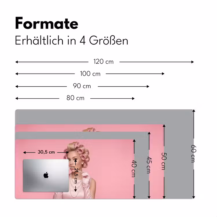 Vrouw - Roze - Parelketting - Krulspelden Muismat XXL klein -ysfeer5_duits