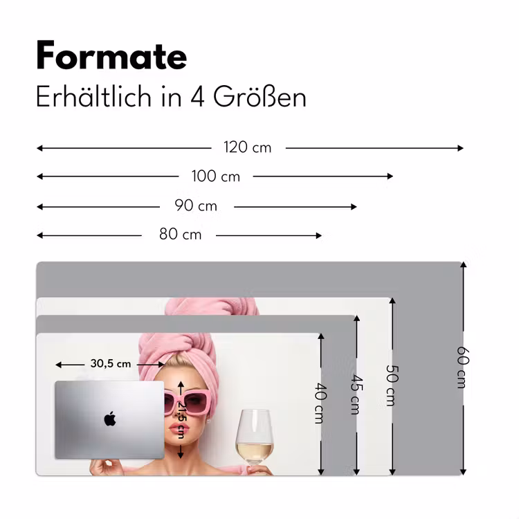 Vrouw - Roze - Wijn - Zonnebril Muismat XXL klein -ysfeer5_duits