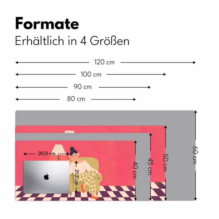 Schreibtischunterlage - Frau – Ruhe – Innenraum – Modern – Kunst - Vrouw - Rust - Interieur - Modern - Kunst Muismat XXL klein