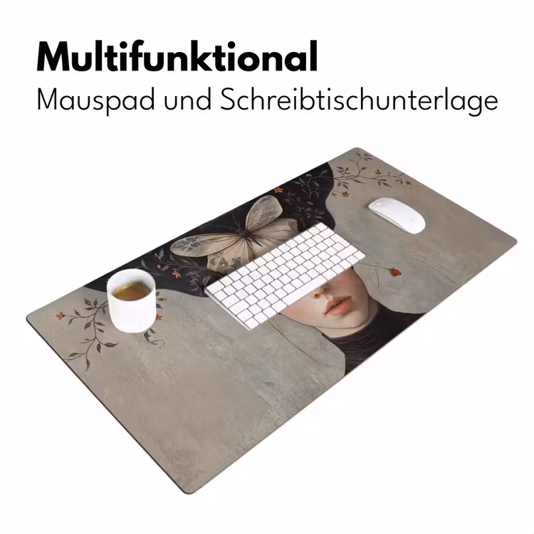 Woman - Butterfly - Art - Classic - Muted Muismat XXL klein -ysfeer4_duits