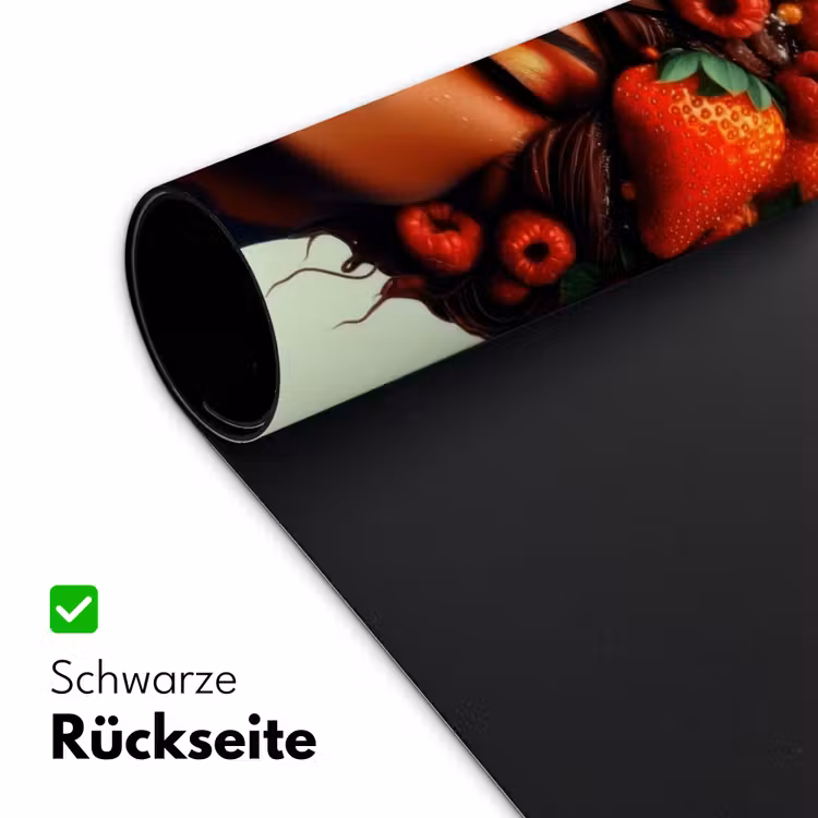 Vrouw - Chocolade - Frambozen - Aardbeien - Koekjes Muismat XXL klein -ysfeer2_duits