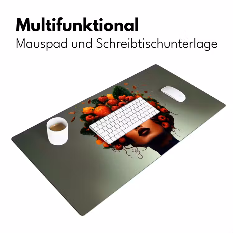 Vrouw - Chocolade - Frambozen - Aardbeien - Koekjes Muismat XXL klein -ysfeer4_duits