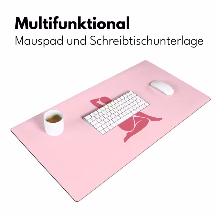 Schreibtischunterlage - Frau – Silhouette – Abstrakt – Modern – Rosa - Vrouw - Silhouet - Abstract - Modern - Roze Muismat XXL klein