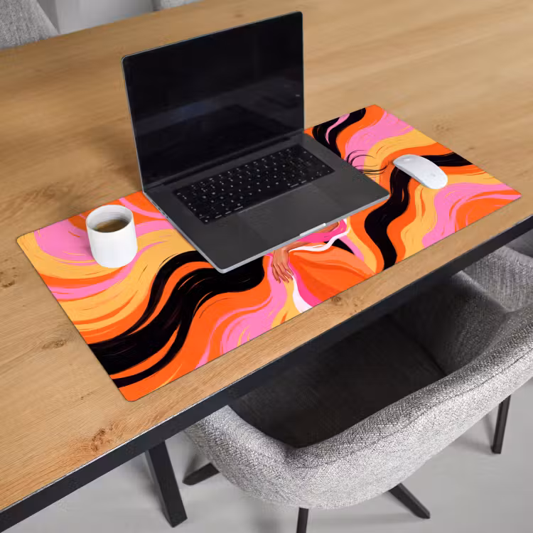 Schreibtischunterlage - Frau – Sonnenbrille – Abstrakt – Bunt - Vrouw - Zonnebril - Abstract - Kleurrijk Muismat XXL klein
