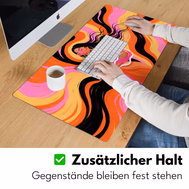 Schreibtischunterlage - Frau – Sonnenbrille – Abstrakt – Bunt - Vrouw - Zonnebril - Abstract - Kleurrijk Muismat XXL klein