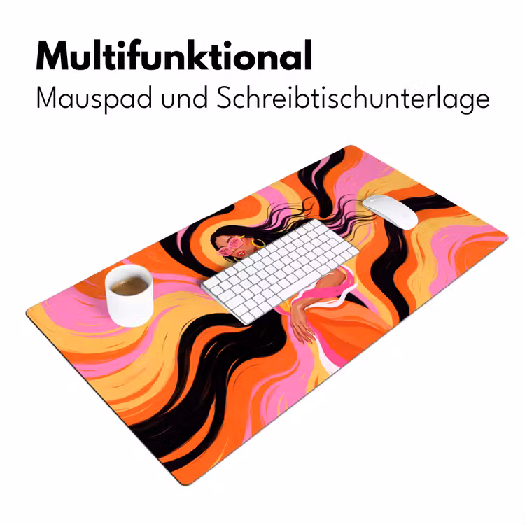 Schreibtischunterlage - Frau – Sonnenbrille – Abstrakt – Bunt - Vrouw - Zonnebril - Abstract - Kleurrijk Muismat XXL klein