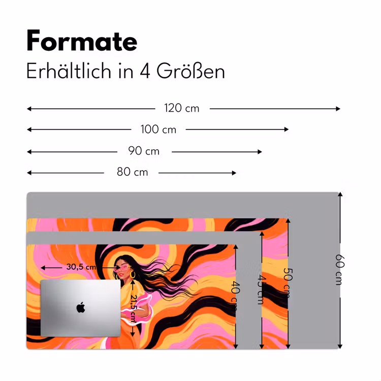 Schreibtischunterlage - Frau – Sonnenbrille – Abstrakt – Bunt - Vrouw - Zonnebril - Abstract - Kleurrijk Muismat XXL klein