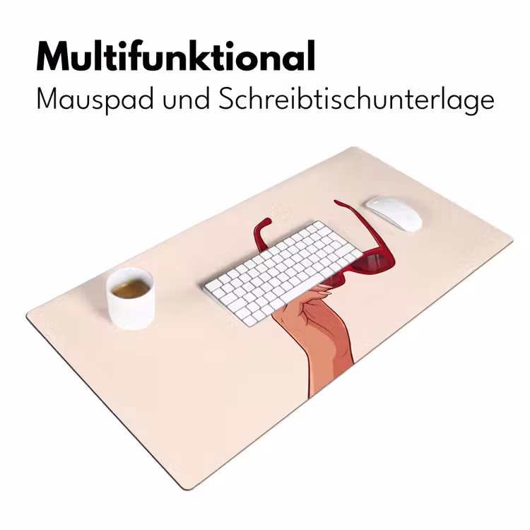 Schreibtischunterlage - Frau – Sonnenbrille – Mode – Rot – Illustration - Vrouw - Zonnebril - Mode - Rood - Illustratie Muismat XXL klein