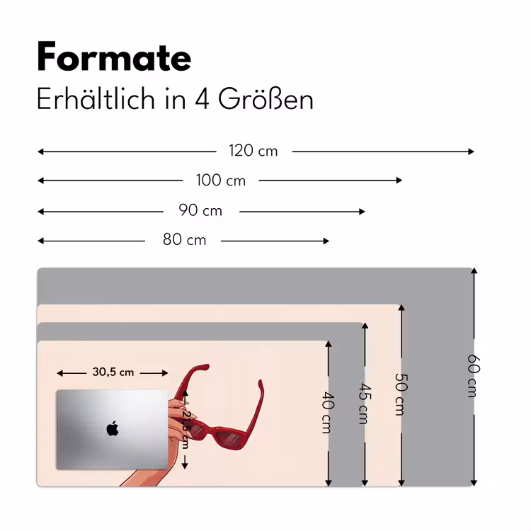Schreibtischunterlage - Frau – Sonnenbrille – Mode – Rot – Illustration - Vrouw - Zonnebril - Mode - Rood - Illustratie Muismat XXL klein