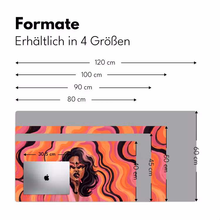 Schreibtischunterlage - Frau – Sonnenbrille – Modern – Porträt – Orange - Vrouw - Zonnebril - Modern - Portret - Oranje Muismat XXL klein