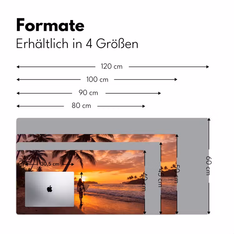 Schreibtischunterlage - Frau – Surfbrett – Strand – Sonnenuntergang – Orange — 5
