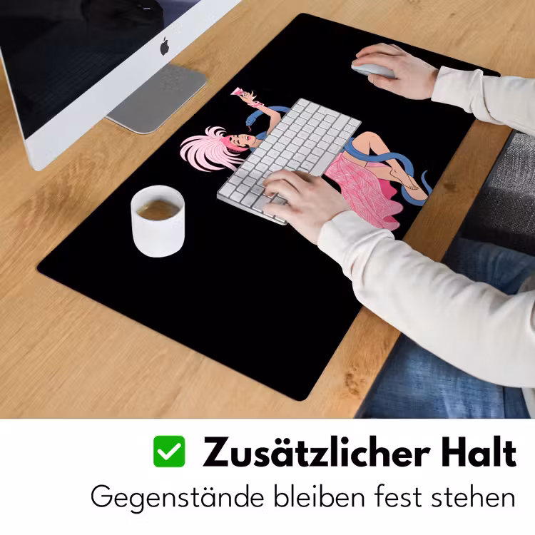 Schreibtischunterlage - Frau – Tänzerin – Schlangen – Art Déco – Rosa - Vrouw - Danseres - Slangen - Art Deco - Roze Muismat XXL klein