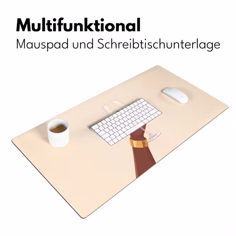 Schreibtischunterlage - Frau – Wein – Glas – Illustration – Rot - Vrouw - Wijn - Glas - Illustratie - Rood Muismat XXL klein