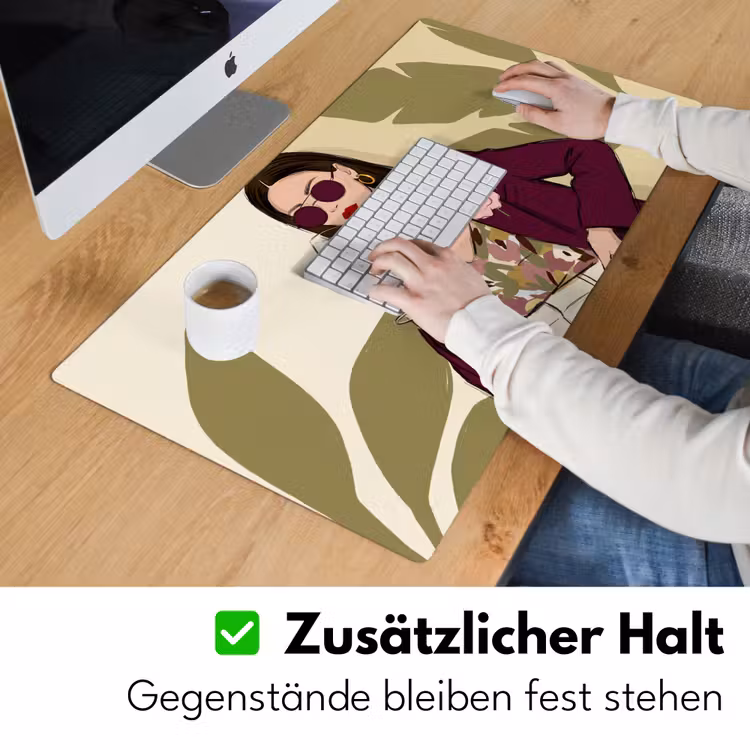 Schreibtischunterlage - Frau – Wein – Porträt – Mode – Modern - Vrouw - Wijn - Portret - Mode - Modern Muismat XXL klein