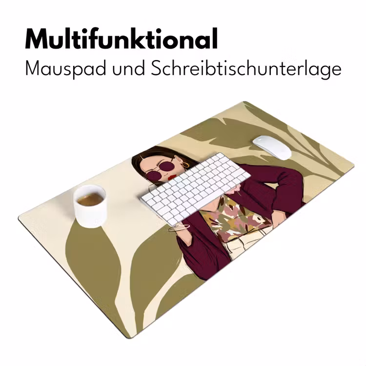 Schreibtischunterlage - Frau – Wein – Porträt – Mode – Modern - Vrouw - Wijn - Portret - Mode - Modern Muismat XXL klein