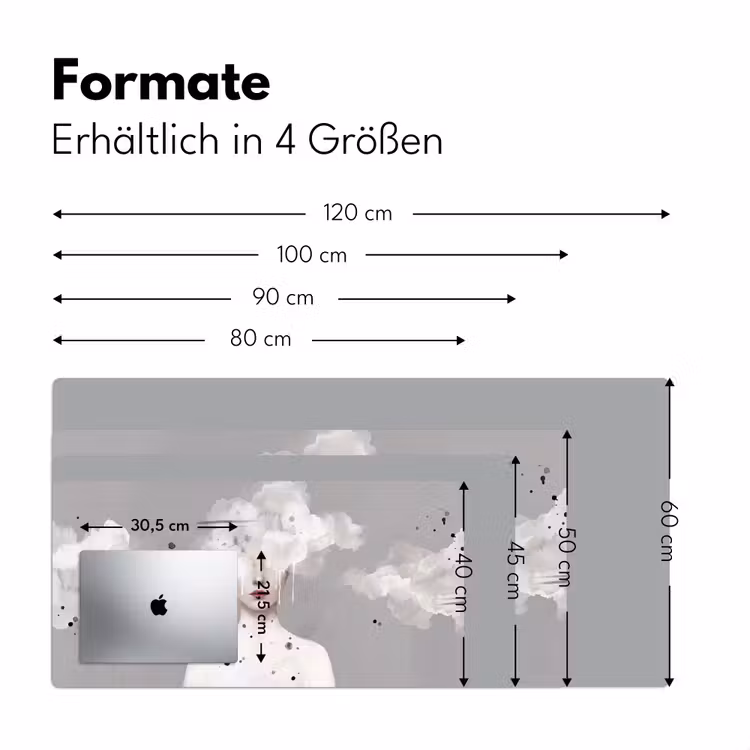 Vrouw - Wolk - Grijs Muismat XXL klein -ysfeer5_duits