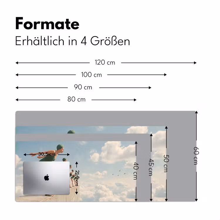 Schreibtischunterlage - Frauen – Tauchhaltung – Wolken - Vrouwen - Duikhouding - Wolken Muismat XXL klein