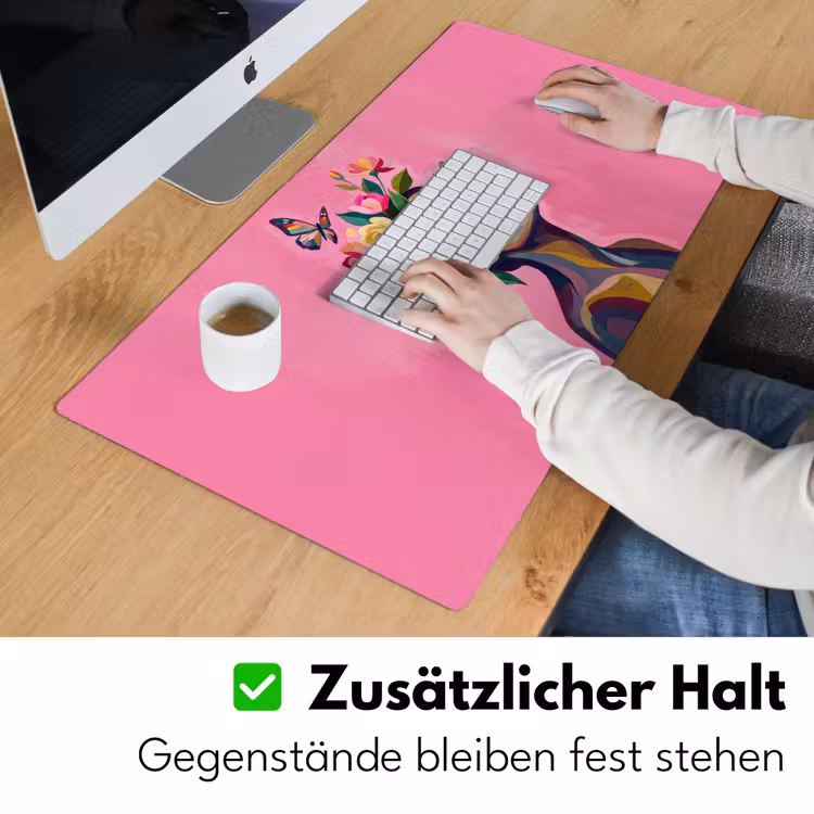 Vrouwengezicht - Vlinders - Kleurrijk Muismat XXL klein -ysfeer3_duits