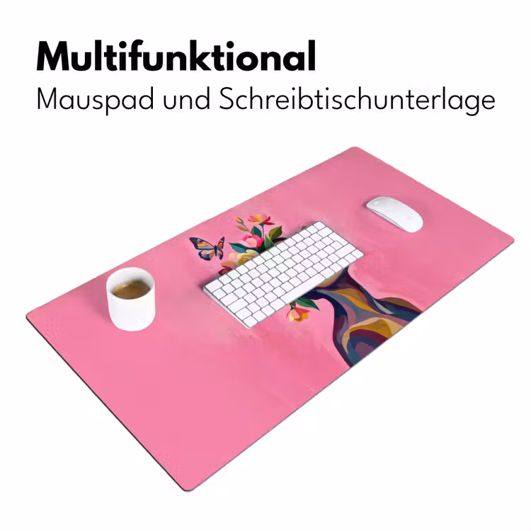 Vrouwengezicht - Vlinders - Kleurrijk Muismat XXL klein -ysfeer4_duits