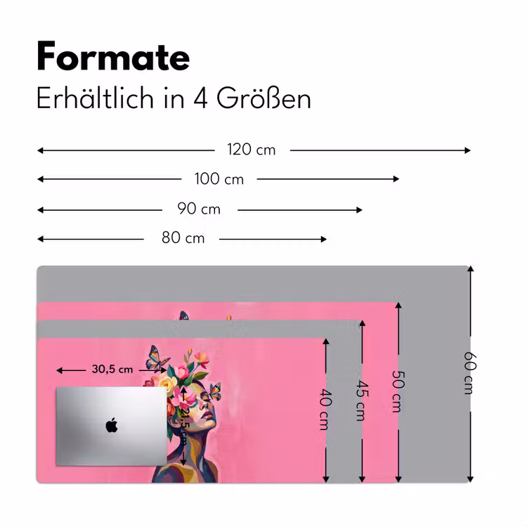 Vrouwengezicht - Vlinders - Kleurrijk Muismat XXL klein -ysfeer5_duits
