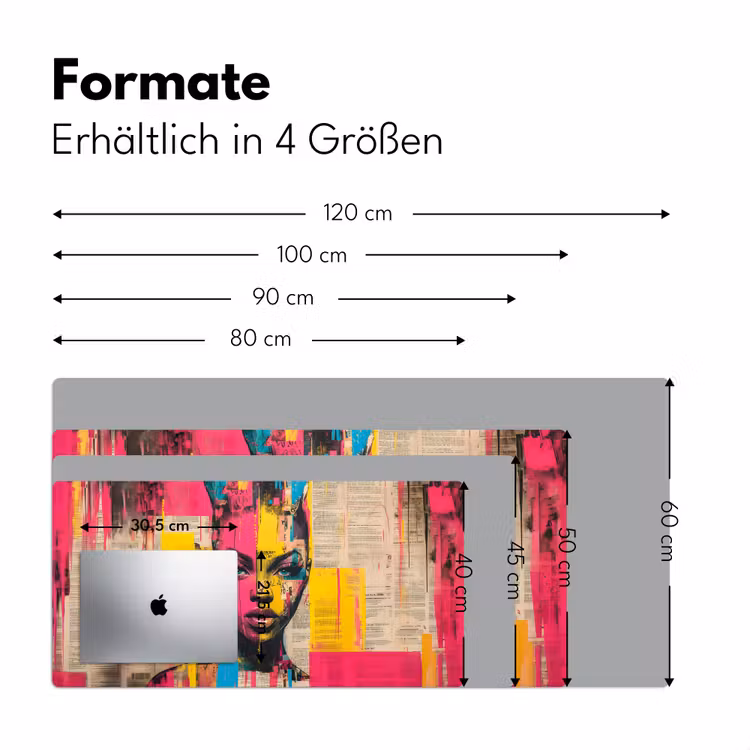 Vrouwengezicht - Krantenpapier - Abstract - Roze Muismat XXL klein -ysfeer5_duits