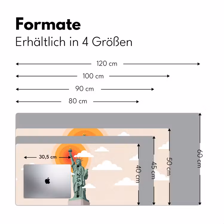 Schreibtischunterlage - Freiheitsstatue – New York – Sonne – Modern - Vrijheidsbeeld - New York - Zon - Modern Muismat XXL klein