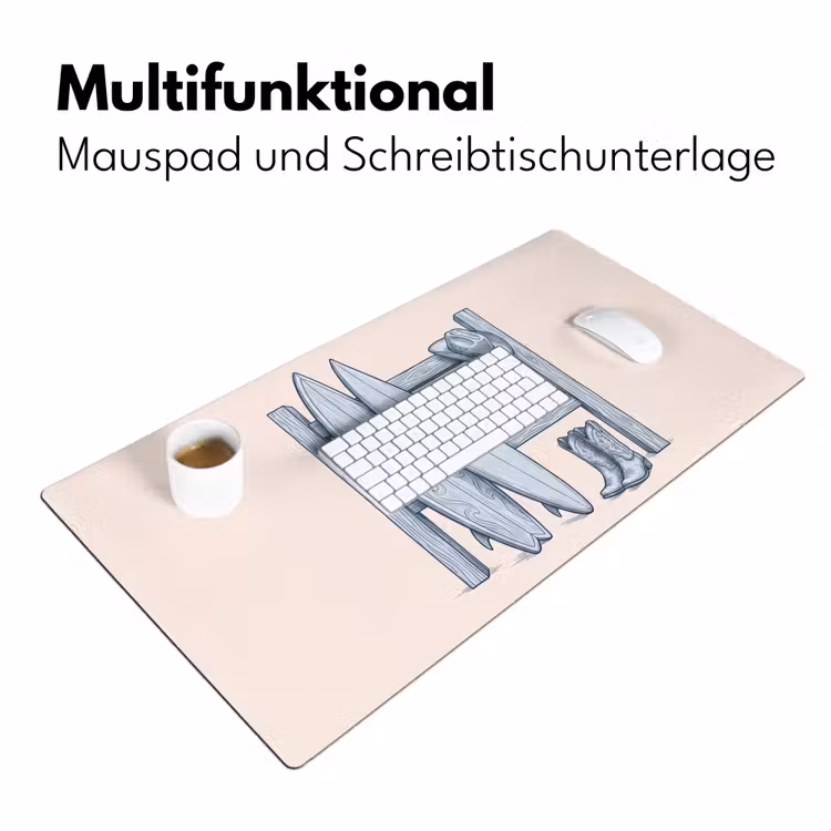 Schreibtischunterlage - Freizeit – Kleidung – Abenteuer – Illustration – Sommer - Recreatie - Kleding - Avontuur - Illustratie - Zomer Muismat XXL klein