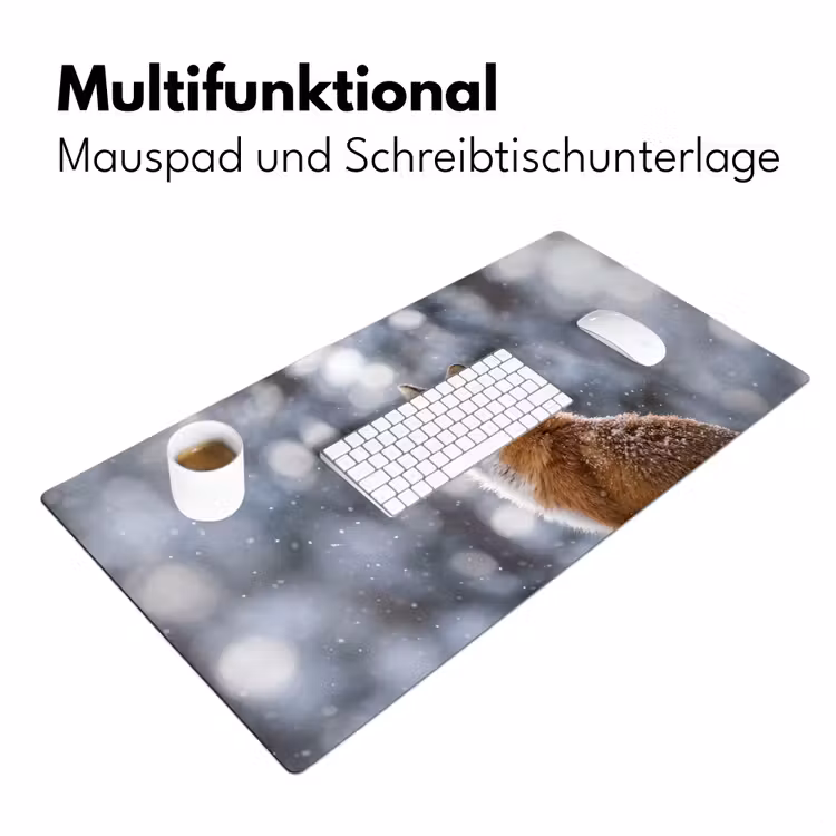 Vos - Sneeuwval - Portret - Winter - Sfeervol Muismat XXL klein -ysfeer4_duits