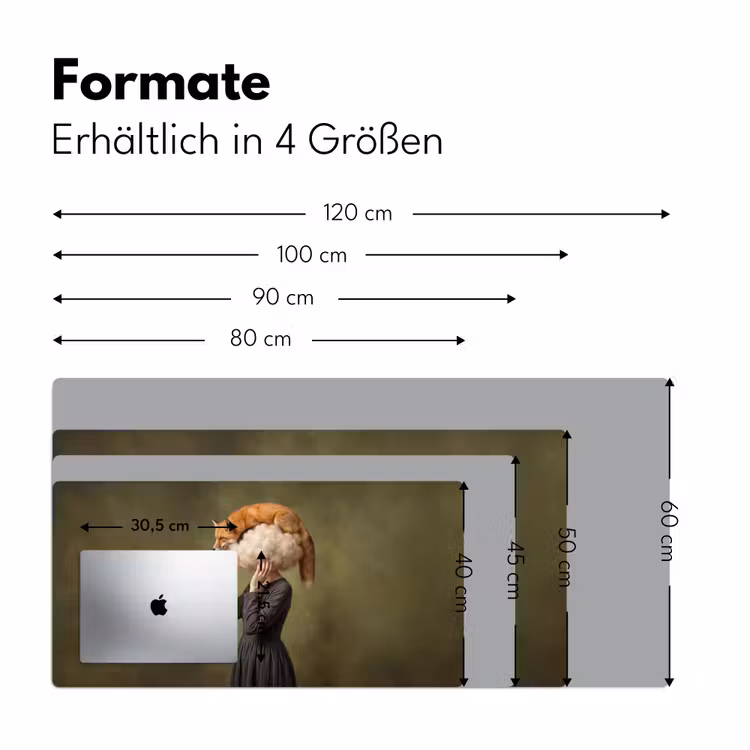 Vos - Surrealistisch - Groen Muismat XXL klein -ysfeer5_duits