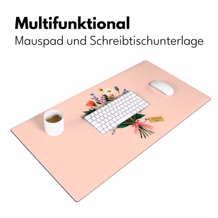 Margrieten - Boeket - Strikje - Roze Muismat XXL klein -ysfeer4_duits