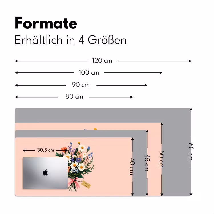 Margrieten - Boeket - Strikje - Roze Muismat XXL klein -ysfeer5_duits