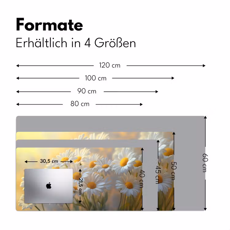 Madeliefjes - Wit - Zonlicht Muismat XXL klein -ysfeer5_duits
