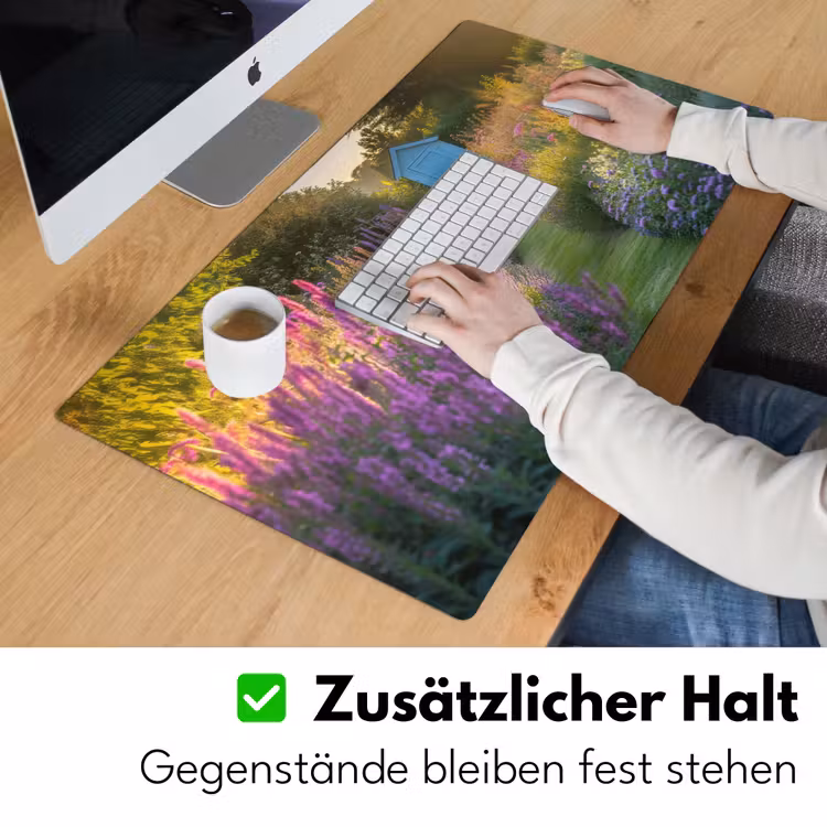 Tuinhuisje - Blauw - Bloemen Muismat XXL klein -ysfeer3_duits