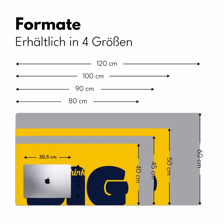 Geel - Think big - Grafisch Muismat XXL klein -ysfeer5_duits