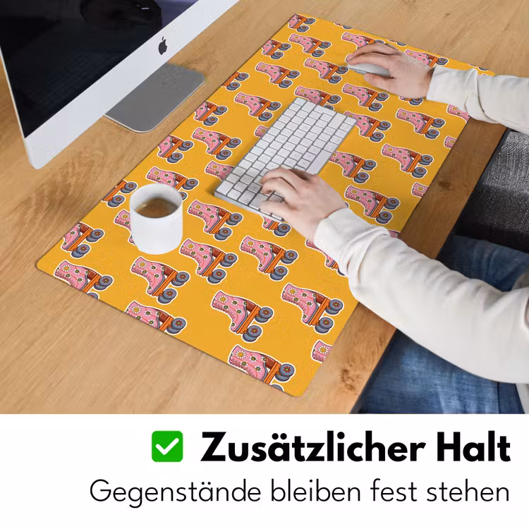 Geel - Rolschaatsen - Patroon Muismat XXL klein 681 -ysfeer3_duits