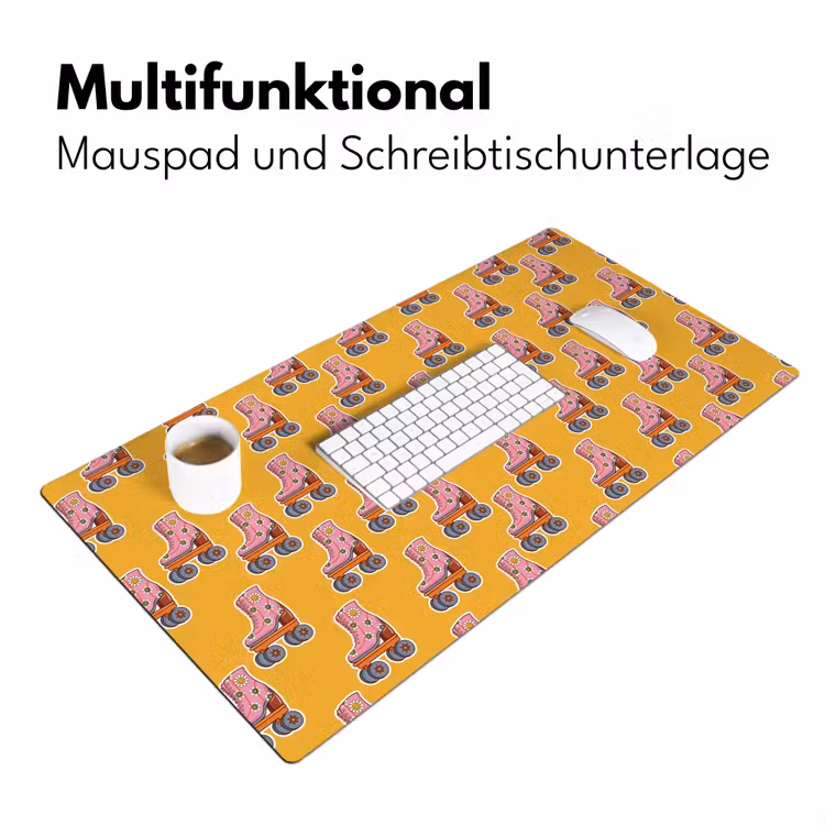 Geel - Rolschaatsen - Patroon Muismat XXL klein 681 -ysfeer4_duits