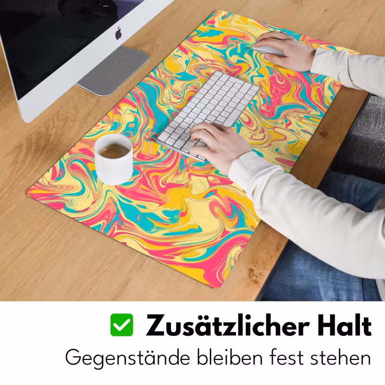 Geel - Roze - Blauw - Retro Muismat XXL klein -ysfeer3_duits