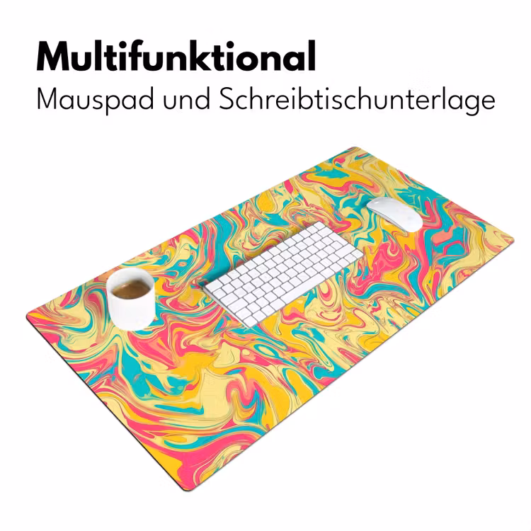 Geel - Roze - Blauw - Retro Muismat XXL klein -ysfeer4_duits