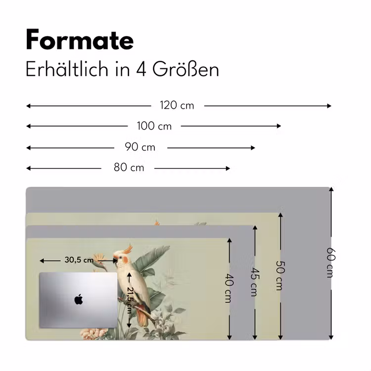 Gele kuifkaketoe - paradijsvogelbloemen - Groen Muismat XXL klein -ysfeer5_duits