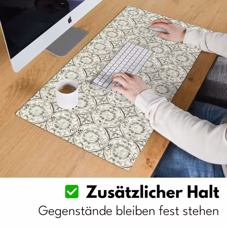 Krulornament - Tegel - Groen Muismat XXL klein 681 -ysfeer3_duits