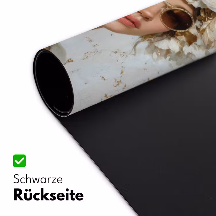 Schilderij - Vrouw - Zonnebril - Bloemenkrans Muismat XXL klein -ysfeer2_duits