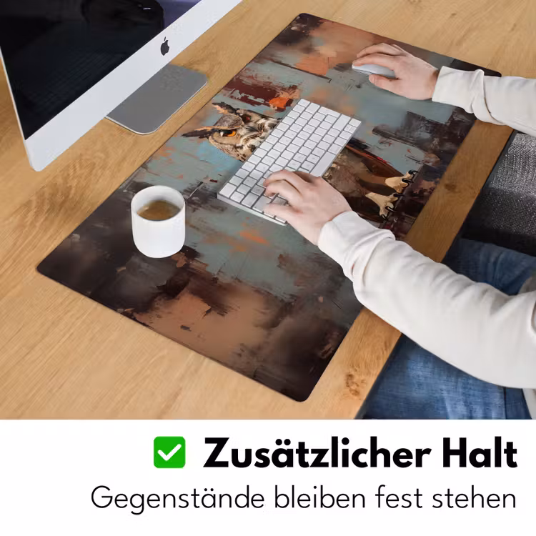 Geschilderd - Abstract - Uil - Bruin Muismat XXL klein -ysfeer3_duits